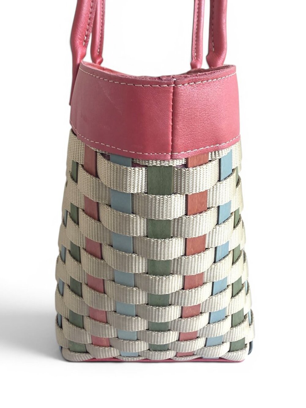 Longaberger TO GO WOVEN BASKET Leather PURSE TOTE Mother’s Day 2008 Pink USA - Picture 9 of 10